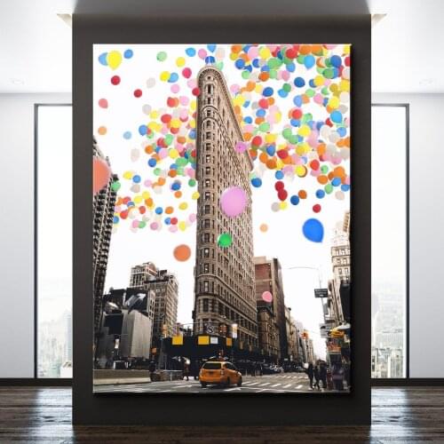 Hot Air Balloon Print Colorful City Life Poster Success Words Motionation Canvas Living Room Bedroom Painting On Wall Pictures