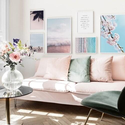 Beach Coconut Tree Sea Flower Zebra Quote Nordic Posters And Prints Wall Art Canvas Painting Wall Pictures For Living Room Decor