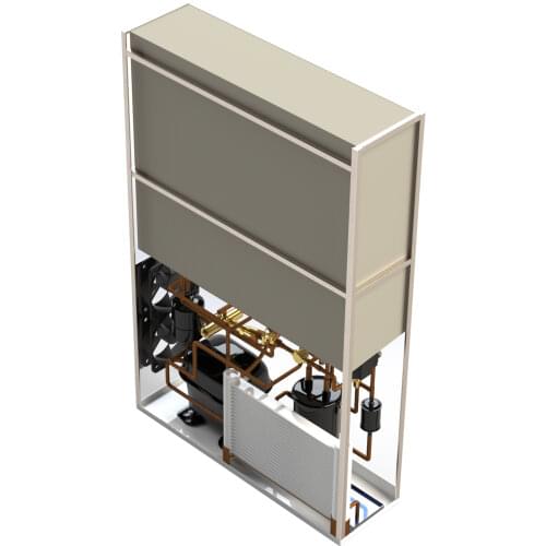 Surface mounted all-in-one refrigerant plant provides stable and strong cooling engines for cubic containers, cabins or boxes