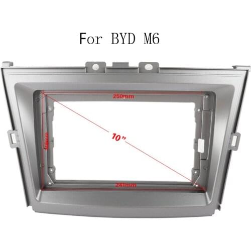 Double Din Silver ABS Trim Fascia Frame For BYD M6 Refit Car Android 10"Radio Navigation DVD Mounted Dashboard