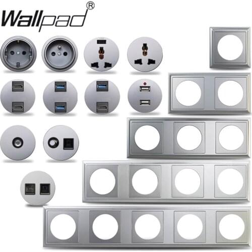 Grey Plastic EU French Electrical Socket USB Charger Data RJ45 CAT6 HDMI-Compatible P70 Free DIY Wallpad L6