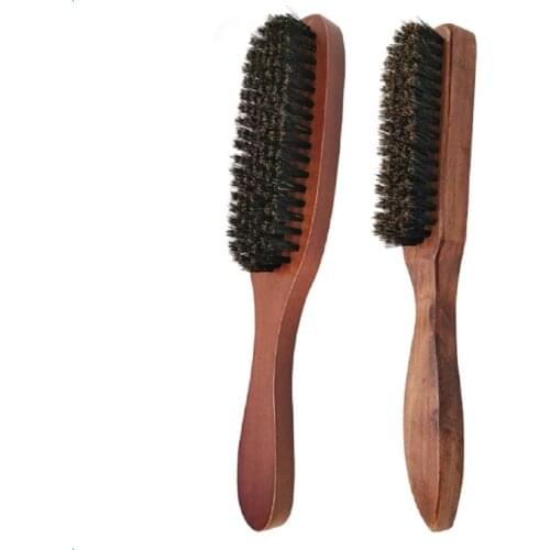 Long Wooden Handle Men Brush Beard Mustache Grooming Shaving Facial Hairbrush - Help Soften And Condition Itchy Beards