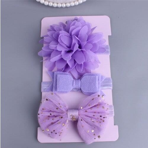 Chiffon Flower Bow Baby Girl Headband 3Pcs/Lot Set European And American Hairband Hair Accessories Bandeau