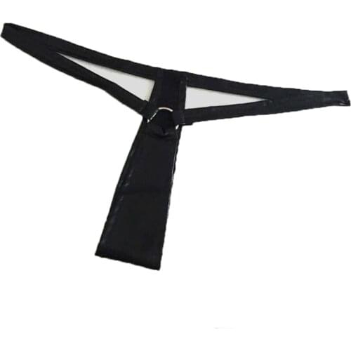 Women Sexy G-string Faux Leather Panties T Thong Pants Sexy Underwear G String with Ring Panties Ladies Panty