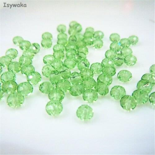 Isywaka Light Green Colors 3*4mm 145pcs Rondelle Austria faceted Crystal Glass Beads Loose Spacer Round Beads for Jewelry Making