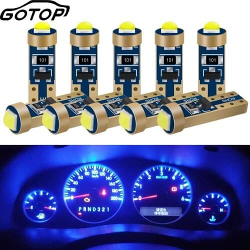 10pcs T5 Led Bulb 74 W1.2W W3W Auto LED Lamp Car Dashboard Instrument Light 3030 Chips Wedge Dashboard Gauge Lamp DC 12V 6000K