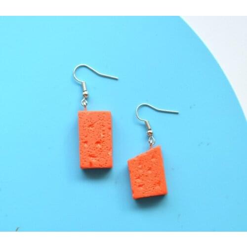 Creative Geometry Emulational Brick Funny Earrings Unique Design Child Interest Personal Simple Asymmetrical Earrings