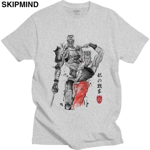 Unique Mens Chariot Sumi-e T Shirt Short Sleeved Cotton Tshirt Casual Jojo Bizarre Adventure T-Shirt Apparel Manga Fan Tee Gift