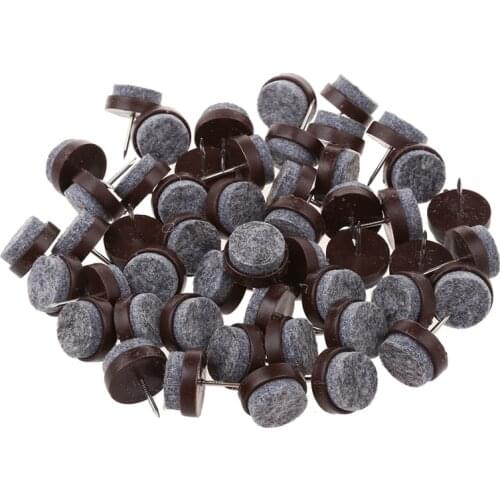 UPPERX 50pcs Chair Leg Floor Felt Pad Skid Glide DIY Nail Protectors 20mm Dia