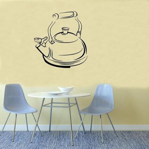 WJWY Teapot Tea Time Cafe Interior New Design Art Mural Wall Vinyl Home Decor Kithchen Wall Sticker Poster Wallpaper