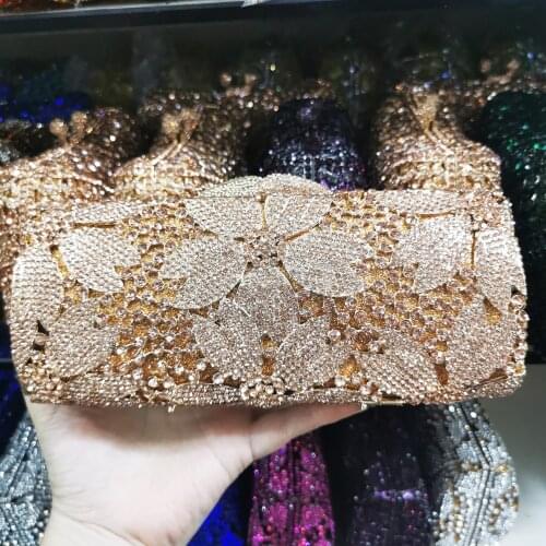 Lady Silver Blue Purple Diamond Clutch Purse Women Crystal Clutches Bags Evening Wedding Party Handbag Bridal Metal Minaudiere