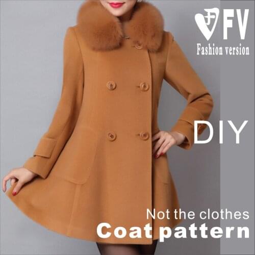 Ladies' overcoat pattern big swing double-breasted trench coat pattern garment sewing structure drawing BFY-251