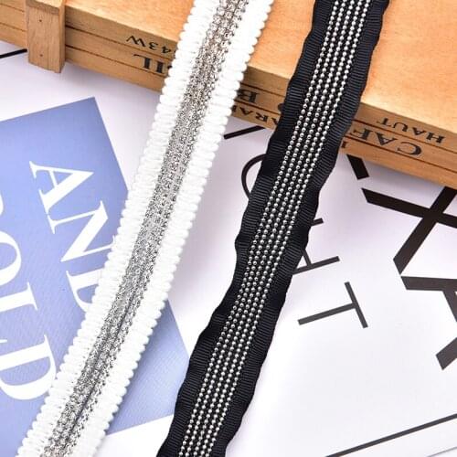 1 Yard Black Nylon Fabric Trimming with Metal Bead Ball Trim Sewing Lace Fringe for Belt Jeans