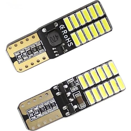 100 pcs 3w T10 W5W 4014 24smd 194 501 Car LED Bulb Interior Reading Lights for Car Auto White Red Blue 12V Vehicle Dome Light