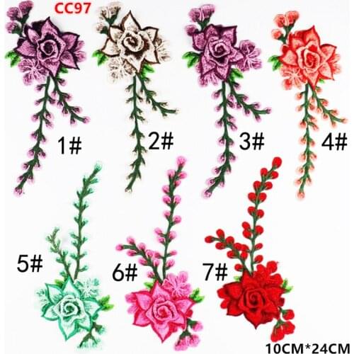 2 pieces 3D colour applique embroidery flower lace patches applique for clothing Accessories CC97