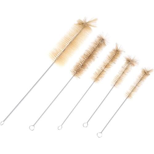 5pcs/set Test Tube Brush 5/10 25/50/100ml Lab Brush Clean Stainless Tube Housework
