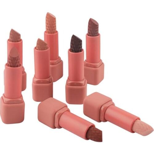 8 Colors Matte Beige Brown Lipstick Wholesale Private Label Cosmetics Eraser Tube Waterproof Long Lasting Makeup Nude Lip Stick