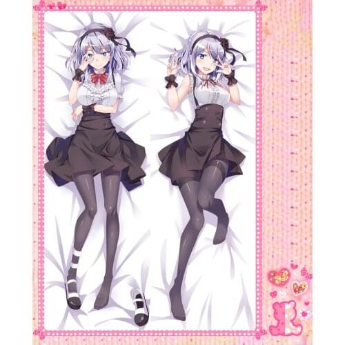 Anime Cartoon Dagashi Kashi Double Bolster Hugging Pillow Case Pillow Cover Pillowcase Peach Skin 2 Way No.64009