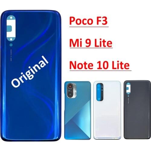 5PCS 100% Original New Back Battery Cover For Xiaomi Mi 9 Lite Note 10 Lite Poco F3 Door Housing Case With Glue Adhesive Sticker