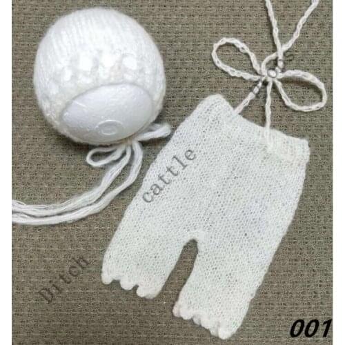 Handcraft Baby hand Knit Mohair Bonnet & pants on Baby Shower Gift,Baby Photography Props