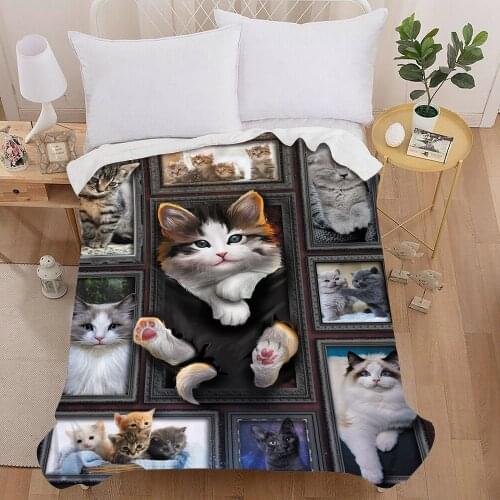 Cats Fleece Blanket Plush 3d Printed for Adults Sofa Sherpa Fleece Bedspread Wrap Throw Blanket