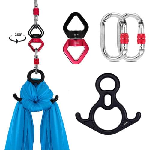 30KN Outdoor Rock Climbing Carabiner Swivel Connector Universal Gimbal Ring Yoga Swing Hammock Rope Swivel Rotational Connector