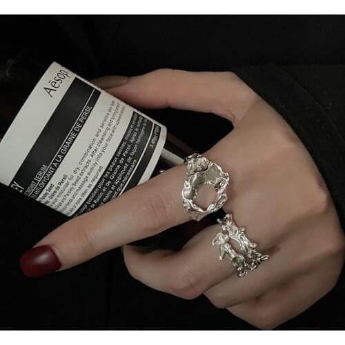 Teen Girls Rings For Women Bump Texture Opening Adjustable Fashion Korean Vintage Design Finger Jewelry Wedding Party Lady Gifts