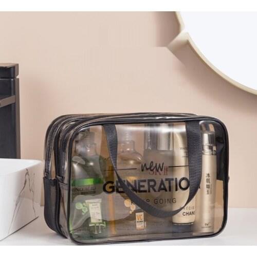 GY Cosmetic Bag Womens Portable Large-Capacity Cosmetics Buggy Bag Travel Dry Wet Separation Wash Bag Transparent Waterproof