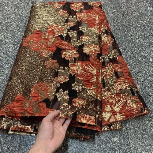Latest African Lace Fabric High Quality Leaves Jacquard Brocade Lace Fabric For Wedding Dress Nigerian Organza Lace ZP083-3