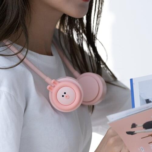 Mini Cute Bladeless Neck Fan USB Rechargeable Adjustment Shrinkable Fan Mute Sports Fans For Kids Adult Home Outdoor Gift Set