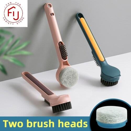 Multifunction 3 in1 Cleaning Brush Long Handle Descaling Knife Pan Pot Dish Bowl Washing Brush Household Kitchen Cleaning Tools