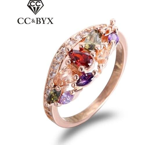 Fashion Rings Colorful Stone Fine Ladys Rose Gold Filled Rings for Women Party Jewelry Anillos Mujer Bijoux Women Gift CC216