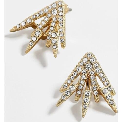 European and American fashion earrings with alloy rhinestones two-layer separate claws earrings for female female gifts 2020