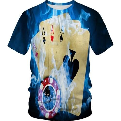 Playing cards 3D printing mens and womens fashion T-shirt poker street clothing loose comfortable fabric