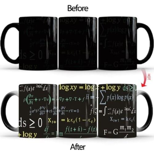 New 350mL Physical Mathematical Formula Color Change Mugs Ceramic Milk Tea Coffee Cup Creative Brief Magic Mug Gifts for Friends