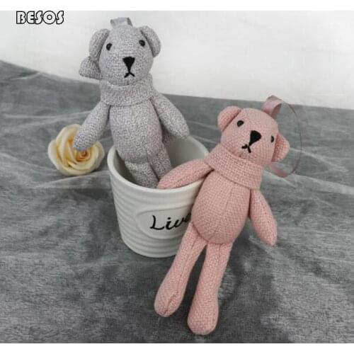 Wholesale Fashion Cute Solid Color Linen Bunny Bear Wedding Party Bag Gift Box DIY Holiday Decoration Gift Pendant 3pcs
