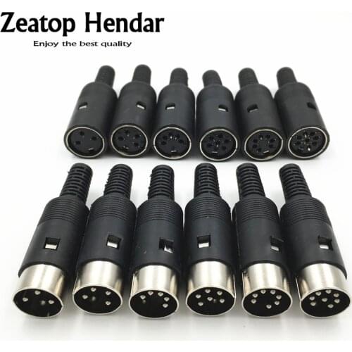 1Pcs DIN 3 4 5 6 7 8 Pin Male Female Plug Solder Connector with Plastic Handle 13mm Adapter