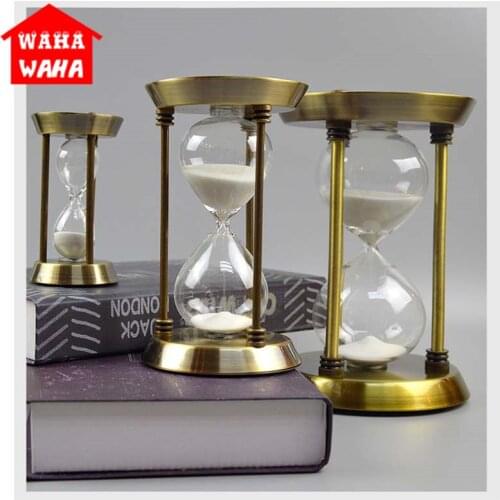 5min /15min /30min Retro Metal Sandglass Timer 30 Minute Sand Hourglass Valentine Gift Crafts Home Office School Decorative