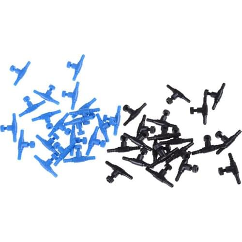 20Pcs 4mm Plastic Tees "T" 3-Way Aquarium Air Pump Line Tubing Joints Connectors for fish tank acuarios 2Colors