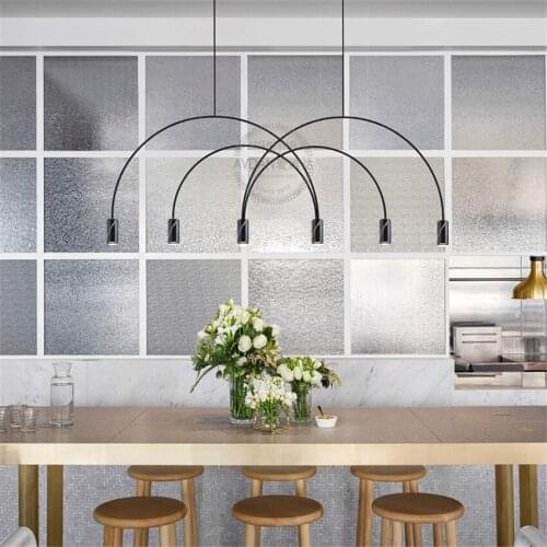 Post Modern Arched Iron Line Pendant Lights Natural Marble Designer Art Living Room Hanging Lamps Bedroom Study Shop De Fixtures