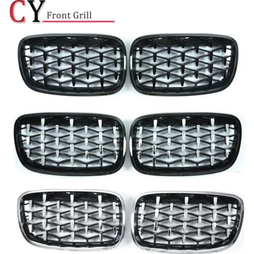 1Pair Front Grilles Black / Silver Diamond Replacement Grille Front Bumper Grill For BMW 2007-2013 X5 E70 X6 E71