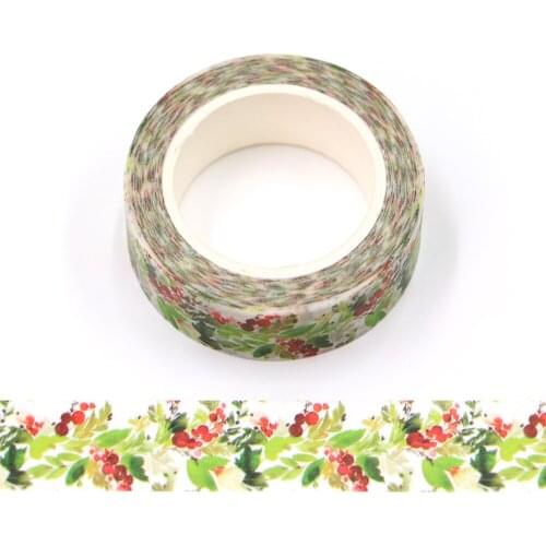 1PC 15mm x 10m Christmas Flower Washi Tape Scrapbook Paper Masking Adhesive Merry Christmas washi tape