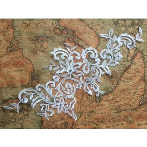 10 pieces ivory bridal lace appliques, embroidered lace collar appliques for bridal dress accessories