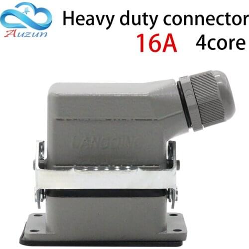 Heavy-duty connector rectangular plug four core side of the wire and the 16A500V waterproof hot runner Single button