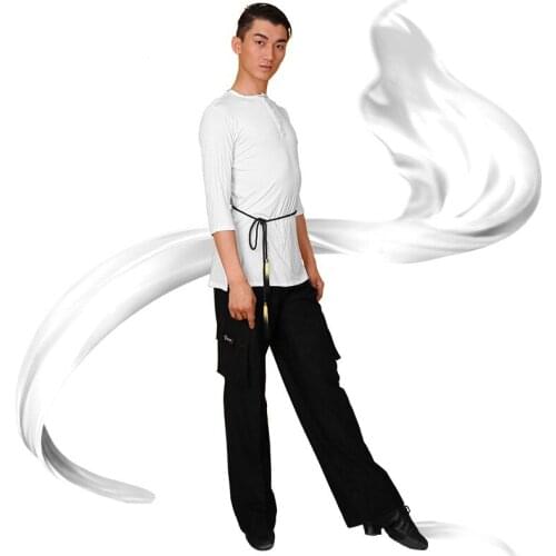 Latin Dance Tops for Male Black Color Long Sleeve Shirts Men Ballroom Competitive Modal Chacha Samba Jazz Wear