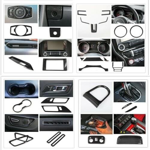Carbon fiber ABS Inner Decorative Cover Trim For Ford Mustang 2015-2017 28pcs
