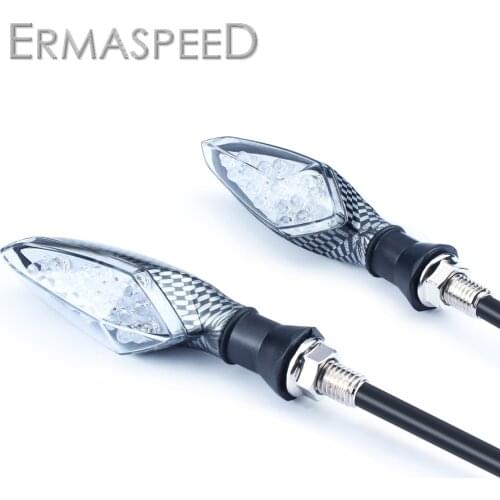 2PCS Universal Motorcycle 16 LED Turn Signal Lights Amber Carbon Fiber Indicator Flasher Lights for Moto Motorbike Accessories