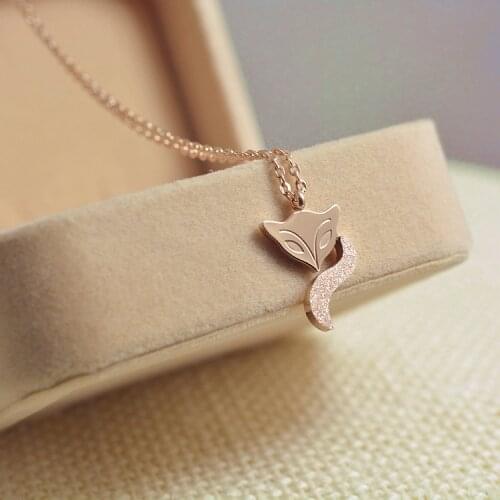 YUNRUO Gold Silver Plated Frosted Surface Fairy Fox Necklace Titanium Steel Jewelry Woman Birthday Gift Free Shipping Never Fade