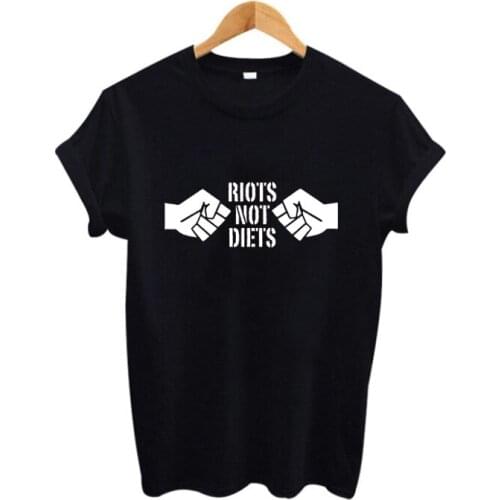Love Riots Not Diets Funny T Shirt Female Vegetarian Graphic Slogan Summer Tshirts Hipster Tumblr Tees Women Clothing T-shirt