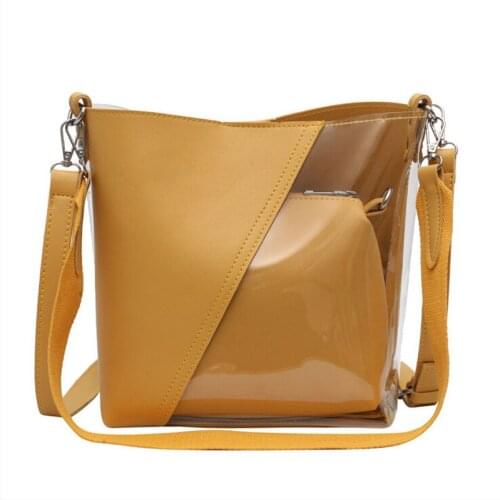 Bucket bag women 2019 summer new Korean Messenger bag transparent jelly beach bag candy color PVC shoulder bag